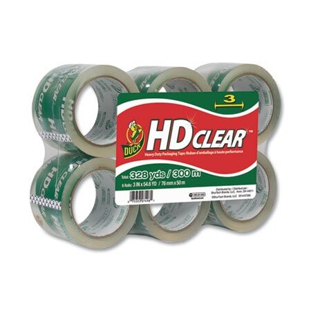 Shurtech Brands Duck, HEAVY-DUTY CARTON PACKAGING TAPE, 3in CORE, 3in X 54.6 YDS, CLEAR, 6PK 0007496